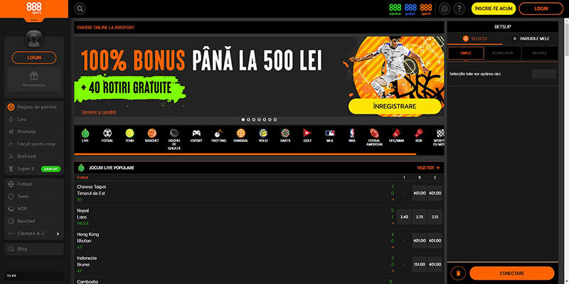 1 Website pentru pariuri la baschet - 888sport