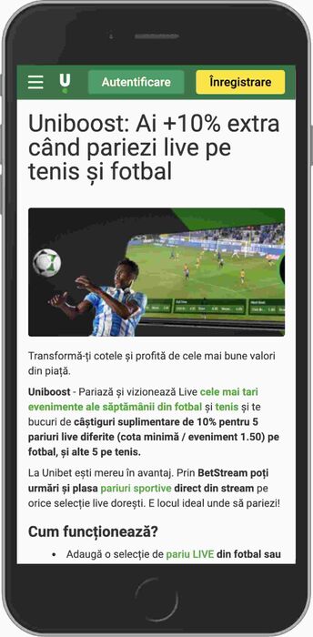 Uniboost: Ai +10% extra când pariezi live pe tenis și fotbal